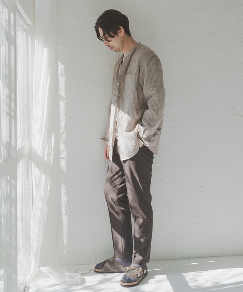 URBAN RESEARCH DOORS（アーバンリサーチドアーズ）の「シルケットリネン バンドカラーロングスリーブシャツ（シャツ/ブラウス・メンズ・アイボリー/ホワイト系その他/グレー系その他/ブラウン系その他/ブルー系その他/インディゴブルー・MEDIUM/LARGE/X-LARGE）」の13枚目の写真