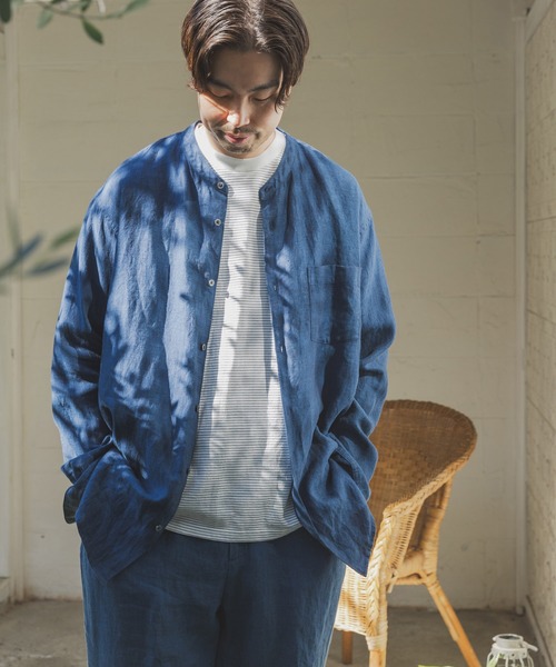 URBAN RESEARCH DOORS（アーバンリサーチドアーズ）の「シルケットリネン バンドカラーロングスリーブシャツ（シャツ/ブラウス・メンズ・アイボリー/ホワイト系その他/グレー系その他/ブラウン系その他/ブルー系その他/インディゴブルー・MEDIUM/LARGE/X-LARGE）」の17枚目の写真