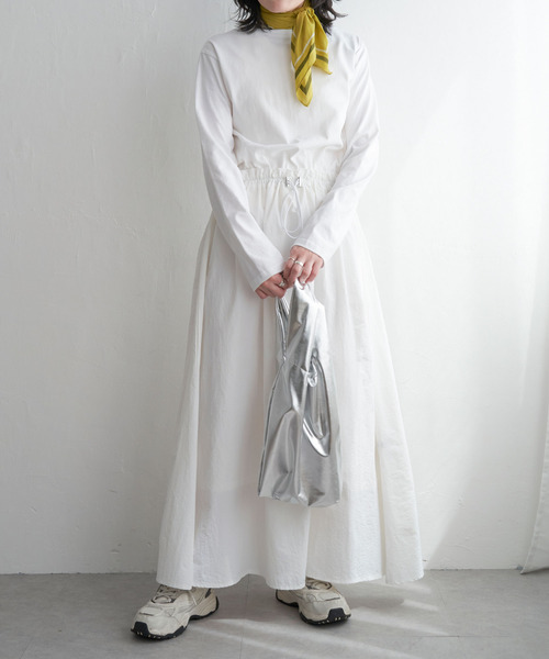 VENCEEXCHANGE（ヴァンスエクスチェンジ）の「綿天竺×合繊ワンピース（ワンピース・レディース・その他2/その他3/オフホワイト/チャコールグレー/ブラック・M）」の7枚目の写真