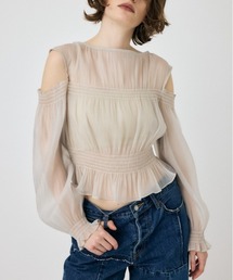 MOUSSY | SHEER GATHER ブラウス(シャツ/ブラウス)