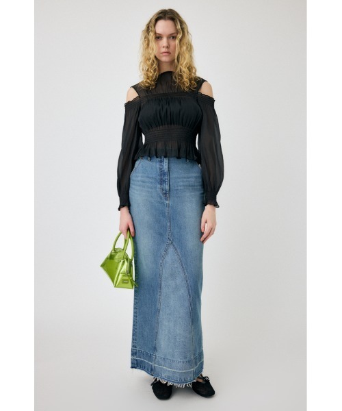 MOUSSY(マウジー)の「SHEER GATHER ブラウス(シャツ/ブラウス・レディース・ブラウン/ライトグレー/ブラック・FREE)」の6枚目の写真