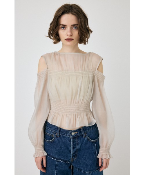 MOUSSY(マウジー)の「SHEER GATHER ブラウス(シャツ/ブラウス・レディース・ブラウン/ライトグレー/ブラック・FREE)」の22枚目の写真