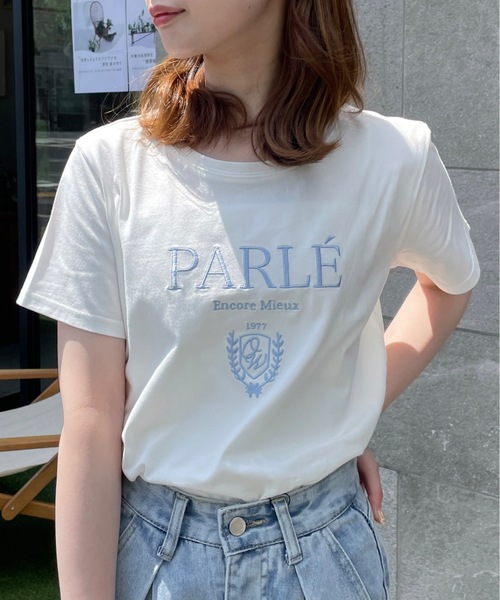 one way（ワンウェイ）の「ガーリーエンブレムＴシャツ（Tシャツ/カットソー・レディース・ブラック/ピンク/ホワイト系その他/ホワイト/ホワイト×ブルー/ライトベージュ・FREE）」の3枚目の写真