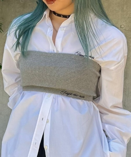 forget-me-nots（フォーゲットミーノッツ）の「リブ バンドゥブラ FMN-24SS-CS-006（その他トップス・レディース・グレー/ブラック・FREE）」の2枚目の写真