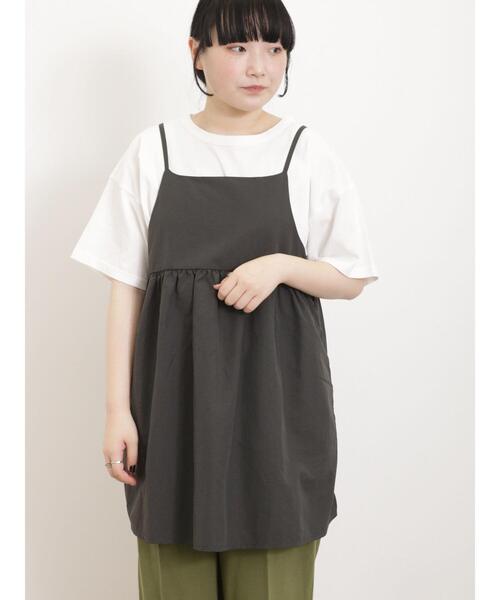 Samansa Mos2(サマンサ モスモス)の「キャミチュニック(チュニック・レディース・カーキ/チャコールグレー/キナリ・F)」の11枚目の写真