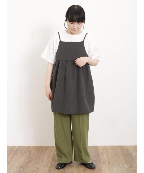 Samansa Mos2(サマンサ モスモス)の「キャミチュニック(チュニック・レディース・カーキ/チャコールグレー/キナリ・F)」の13枚目の写真