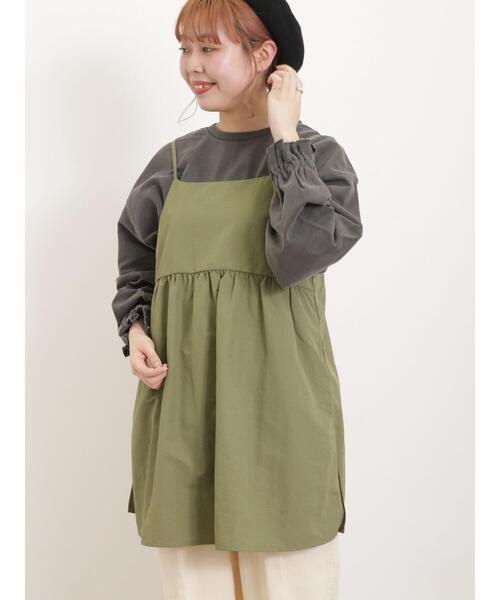 Samansa Mos2(サマンサ モスモス)の「キャミチュニック(チュニック・レディース・カーキ/チャコールグレー/キナリ・F)」の15枚目の写真
