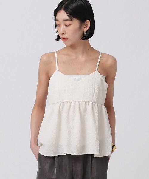 GALLEST(ギャレスト)の「◆ふくれジャカードキャミソール(タンクトップ・レディース・ブラック/オフホワイト/イエロー・38)」の2枚目の写真