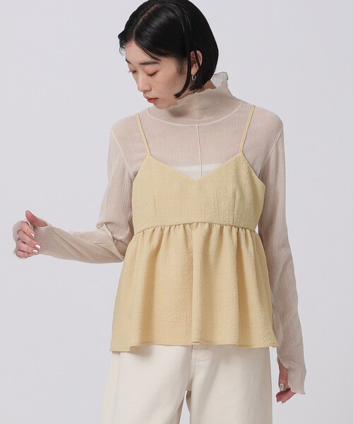 GALLEST(ギャレスト)の「◆ふくれジャカードキャミソール(タンクトップ・レディース・ブラック/オフホワイト/イエロー・38)」の1枚目の写真