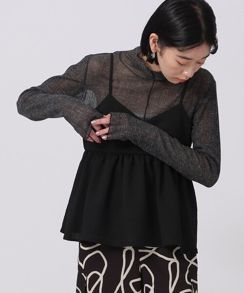 GALLEST(ギャレスト)の「◆ふくれジャカードキャミソール(タンクトップ・レディース・ブラック/オフホワイト/イエロー・38)」の3枚目の写真