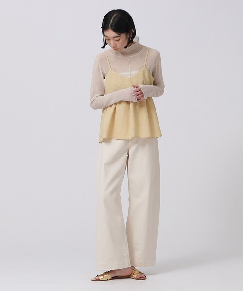 GALLEST(ギャレスト)の「◆ふくれジャカードキャミソール(タンクトップ・レディース・ブラック/オフホワイト/イエロー・38)」の4枚目の写真