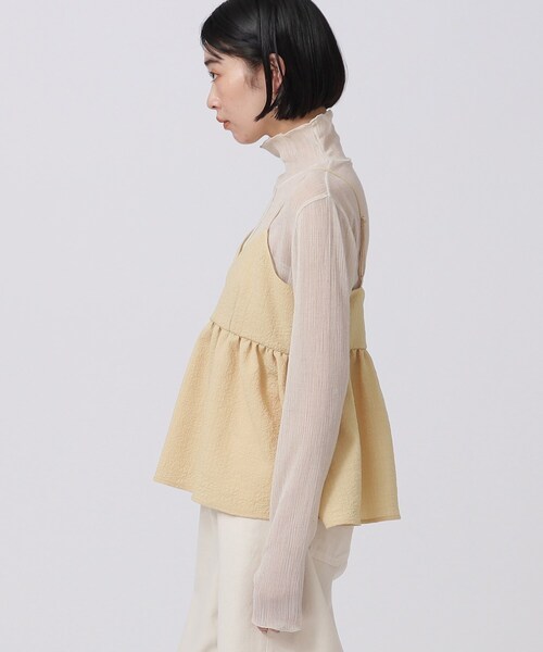 GALLEST(ギャレスト)の「◆ふくれジャカードキャミソール(タンクトップ・レディース・ブラック/オフホワイト/イエロー・38)」の5枚目の写真