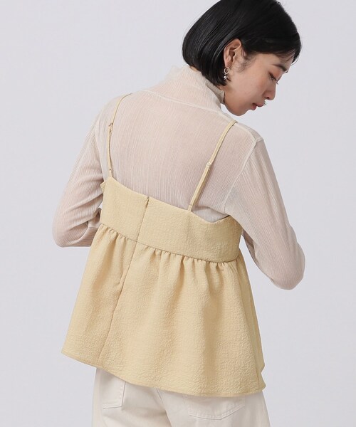 GALLEST(ギャレスト)の「◆ふくれジャカードキャミソール(タンクトップ・レディース・ブラック/オフホワイト/イエロー・38)」の6枚目の写真