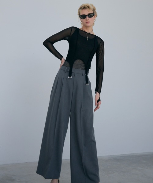 JOSE MOON（ジョゼムーン）の「DOUBLE WAIST SLACKS/ダブルウエストスラックス（スラックス・レディース・グレー/ベージュ/ブラック・36/38）」の4枚目の写真