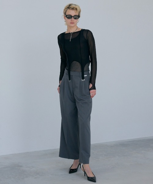 JOSE MOON（ジョゼムーン）の「DOUBLE WAIST SLACKS/ダブルウエストスラックス（スラックス・レディース・グレー/ベージュ/ブラック・36/38）」の5枚目の写真