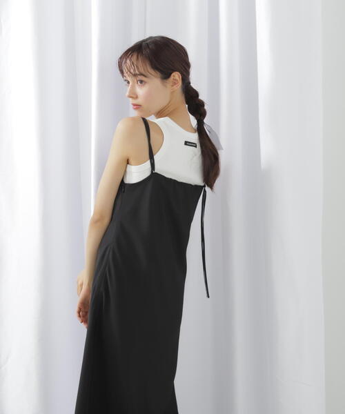 Leja 2WAY美脚フレアハイウエストキャミソールワンピース