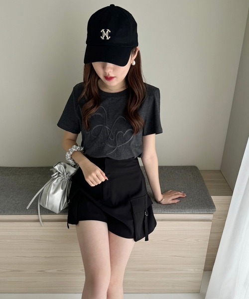 one after another NICE CLAUP（ワンアフターアナザーナイスクラップ）の「サイドポケット付きショートパンツ（その他パンツ・レディース・グレー/ブラック/アイボリー・FREE）」の7枚目の写真