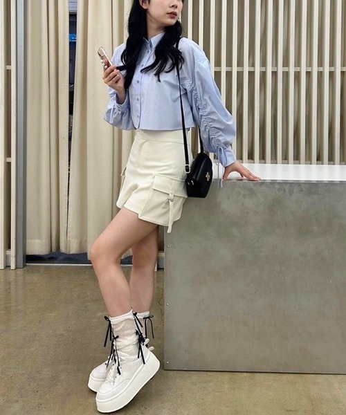 one after another NICE CLAUP（ワンアフターアナザーナイスクラップ）の「サイドポケット付きショートパンツ（その他パンツ・レディース・グレー/ブラック/アイボリー・FREE）」の15枚目の写真