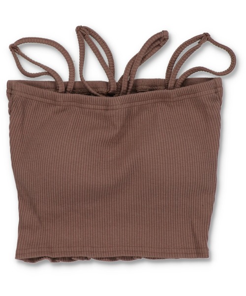 SPINNS（スピンズ）の「【S.Mサイズ展開】カップ付き！肩紐着脱OK！マルチWAYリブキャミソール（キャミソール・レディース・ブラック/オフホワイト/オートミール/モカ/カーキ・M/S）」の4枚目の写真