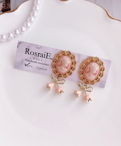 tone(トーン)の「【RosraiE】レディカメオレース リボンフラワー ピアス(MA)(ピアス(両耳用)・レディース・ゴールド・FREE)」の3枚目の写真