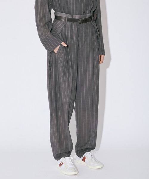 beautiful people スラックス グレー 0240824S0681 THE CASUAL｜ポリストレッチ生地／テックリネン生地