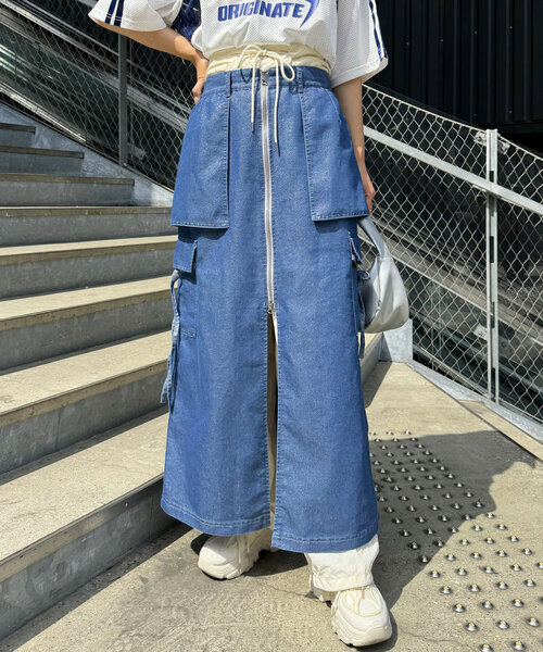 M me eme／Front zip lame check coat (eme10349) | All Item