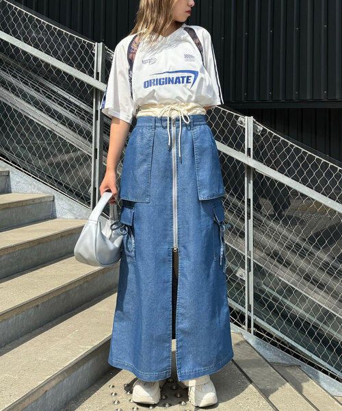 CIAOPANIC（チャオパニック）の「ラメデニムフロントジップスカート（スカート・レディース・サックスブルー/ブラック・SMALL/MEDIUM）」の15枚目の写真