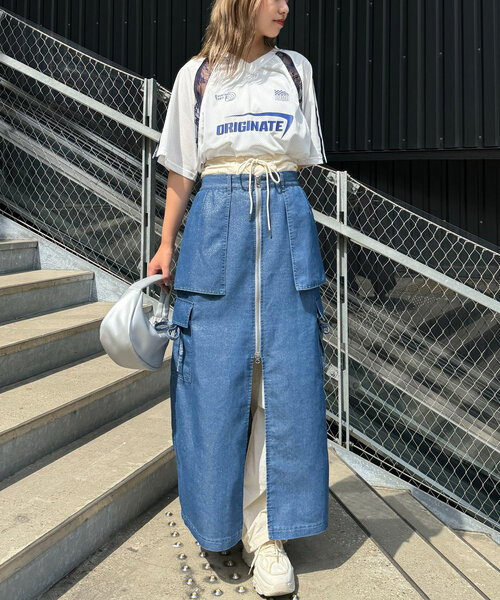 CIAOPANIC（チャオパニック）の「ラメデニムフロントジップスカート（スカート・レディース・サックスブルー/ブラック・SMALL/MEDIUM）」の18枚目の写真