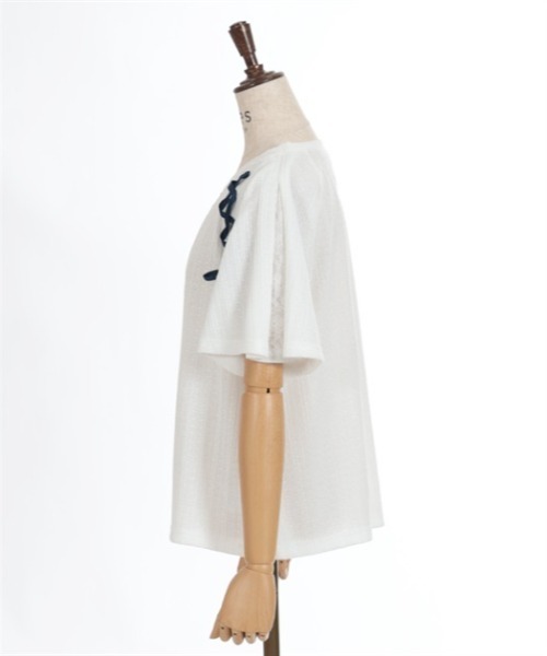 axes femme(アクシーズファム)の「レースアッププルオーバー(Tシャツ/カットソー・レディース・ホワイト/ピンク/サックスブルー/グレー・FREE)」の7枚目の写真