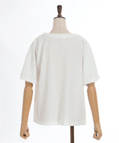 axes femme(アクシーズファム)の「レースアッププルオーバー(Tシャツ/カットソー・レディース・ホワイト/ピンク/サックスブルー/グレー・FREE)」の8枚目の写真