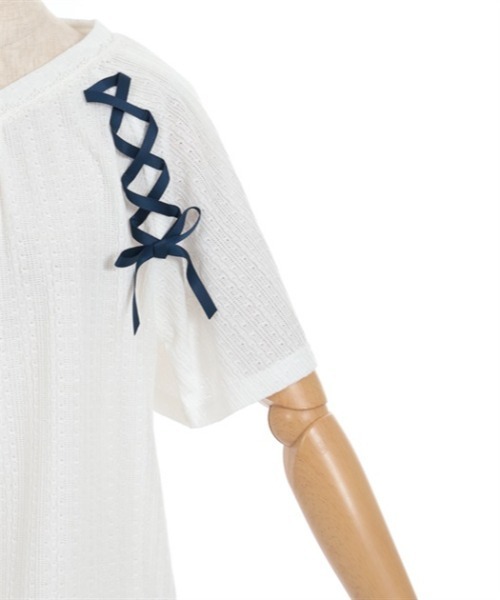 axes femme(アクシーズファム)の「レースアッププルオーバー(Tシャツ/カットソー・レディース・ホワイト/ピンク/サックスブルー/グレー・FREE)」の11枚目の写真