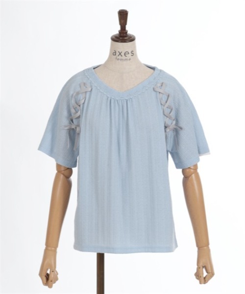 axes femme(アクシーズファム)の「レースアッププルオーバー(Tシャツ/カットソー・レディース・ホワイト/ピンク/サックスブルー/グレー・FREE)」の12枚目の写真
