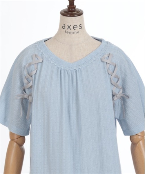 axes femme(アクシーズファム)の「レースアッププルオーバー(Tシャツ/カットソー・レディース・ホワイト/ピンク/サックスブルー/グレー・FREE)」の15枚目の写真