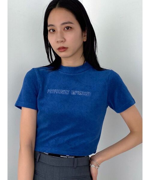 EMODA(エモダ)の「エンブロイダリーパイルトップ(Tシャツ/カットソー・レディース・グリーン/ブルー/グレー/ブラック・FREE)」の4枚目の写真