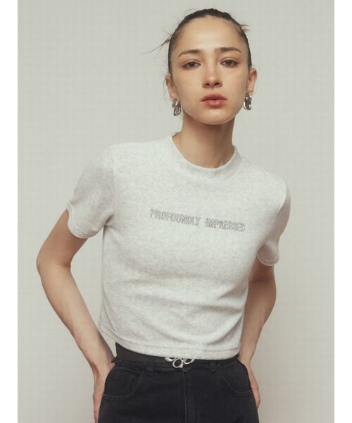 EMODA(エモダ)の「エンブロイダリーパイルトップ(Tシャツ/カットソー・レディース・グリーン/ブルー/グレー/ブラック・FREE)」の13枚目の写真