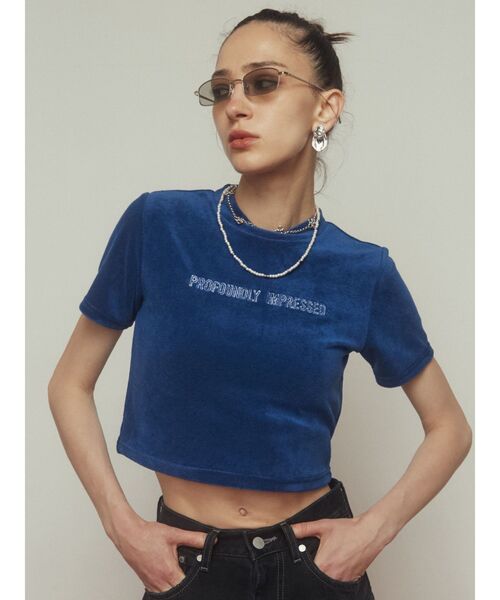 EMODA(エモダ)の「エンブロイダリーパイルトップ(Tシャツ/カットソー・レディース・グリーン/ブルー/グレー/ブラック・FREE)」の21枚目の写真