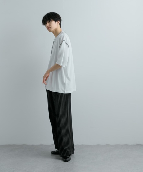 SENSE OF PLACE by URBAN RESEARCH(センスオブプレイスバイアーバンリサーチ)の「『ユニセックス』ブランケットステッチルーズTシャツ(5分袖)(Tシャツ/カットソー・メンズ・パープル/ホワイト/ブラック/グリーン・MEDIUM/LARGE)」の11枚目の写真