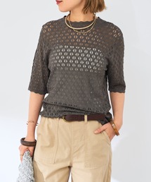 un dix cors | レース編み半袖プルオーバー(ニット/セーター)