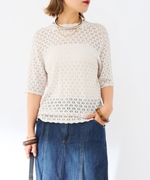 un dix cors | レース編み半袖プルオーバー(ニット/セーター)