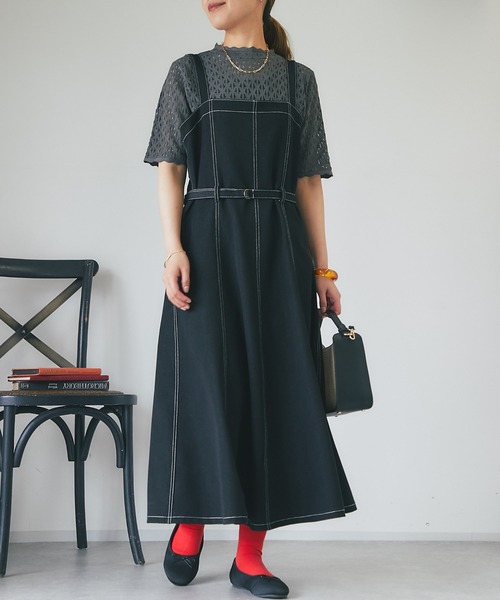 un dix cors（アンディコール）の「レース編み半袖プルオーバー（ニット/セーター・レディース・チャコールグレー/ライトグレー・FREE）」の4枚目の写真