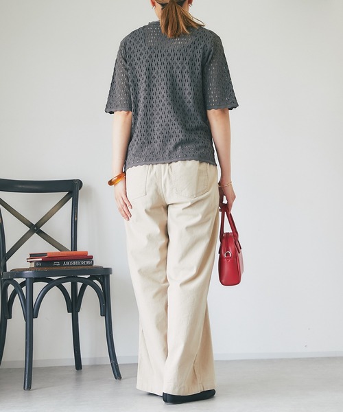 un dix cors（アンディコール）の「レース編み半袖プルオーバー（ニット/セーター・レディース・チャコールグレー/ライトグレー・FREE）」の11枚目の写真