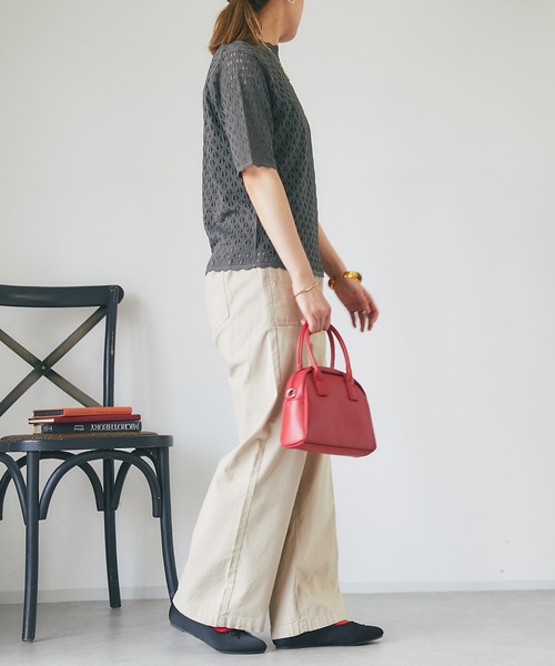 un dix cors（アンディコール）の「レース編み半袖プルオーバー（ニット/セーター・レディース・チャコールグレー/ライトグレー・FREE）」の12枚目の写真