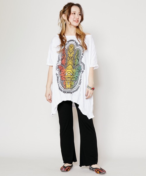 チャイハネ（チャイハネ）の「【チャイハネ】サンステTシャツ（Tシャツ/カットソー・レディース・ブルー/ブラック/ホワイト・FREE）」の12枚目の写真