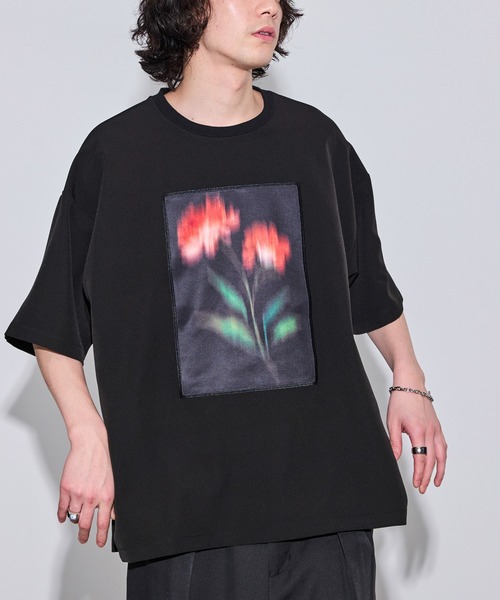 メンズ Tシャツ 刺しゅう 花 フラワー クルーネック 大きめa1201 メンズ Tシャツ 刺しゅう 花 フラワー クルーネック 大きめa1201