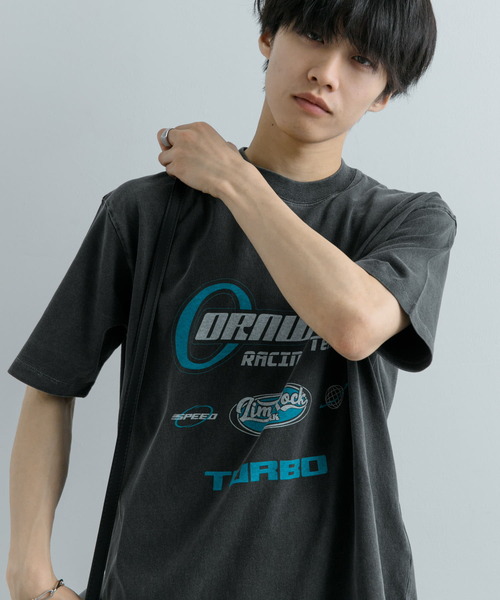 SENSE OF PLACE by URBAN RESEARCH(センスオブプレイスバイアーバンリサーチ)の「フェードロゴグラフィックTシャツ(5分袖)(Tシャツ/カットソー・メンズ・ブラック/イエロー/ロイヤルブルー・MEDIUM/LARGE)」の6枚目の写真