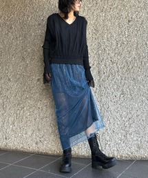 heki ヘキ スパンコールレイヤードスカート