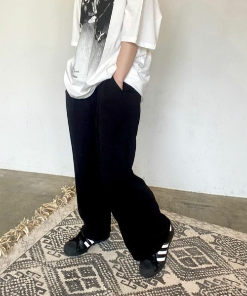 ISOOK（アイスー）の「スウェットワイドパンツ(kiharu select) / スウェットパンツ ワイドパンツ ルーズパンツ（スウェットパンツ・レディース・グレー/ブラック・FREE）」の16枚目の写真