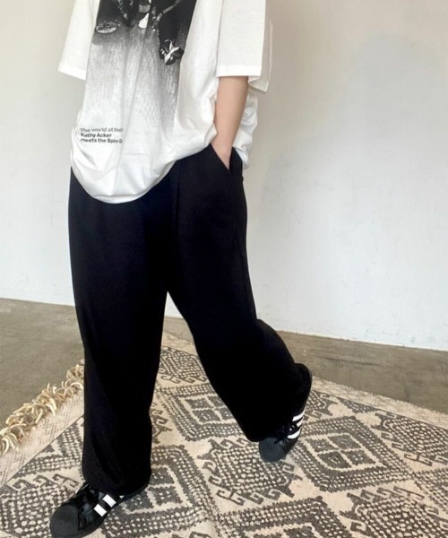 ISOOK（アイスー）の「スウェットワイドパンツ(kiharu select) / スウェットパンツ ワイドパンツ ルーズパンツ（スウェットパンツ・レディース・グレー/ブラック・FREE）」の9枚目の写真