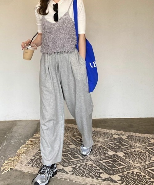 ISOOK（アイスー）の「スウェットワイドパンツ(kiharu select) / スウェットパンツ ワイドパンツ ルーズパンツ（スウェットパンツ・レディース・グレー/ブラック・FREE）」の12枚目の写真