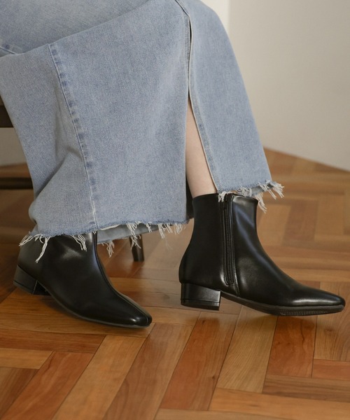 select MOCA(セレクトモカ)の「スクエアトゥローヒールブーツ(ブーツ・レディース・ブラック/シルバー/ブラック系その他・SMALL/MEDIUM/LARGE/X-LARGE)」の2枚目の写真